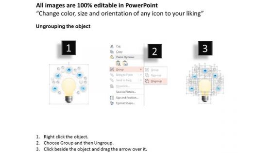 Business Diagram Light Bulb With Icons Gears Vision Presentation Template