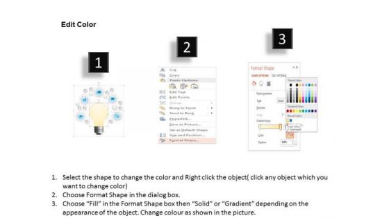 Business Diagram Light Bulb With Icons Gears Vision Presentation Template