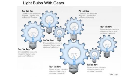 Business Diagram Light Bulbs With Gears Presentation Template