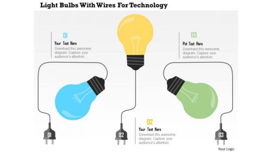 Business Diagram Light Bulbs With Wires For Technology Presentation Template