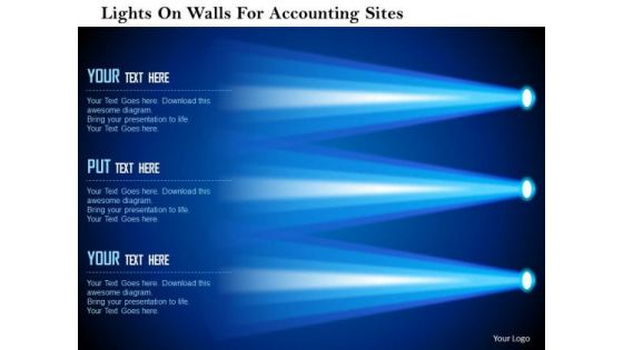 Business Diagram Lights On Walls For Accounting Sites Presentation Template