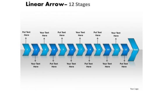 Business Diagram Linear Arrow 12 Stages Sales Diagram