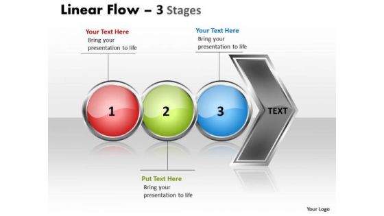 Business Diagram Linear Flow 3 Stages Business Cycle Diagram