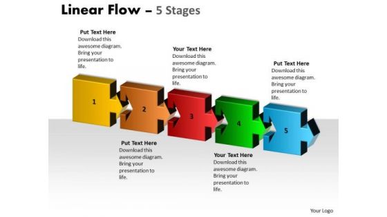 Business Diagram Linear Flow 5 Stages Marketing Diagram