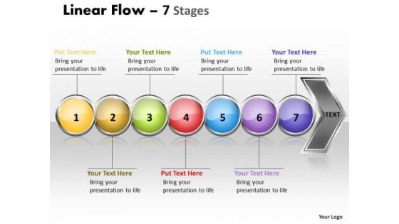 Business Diagram Linear Flow 7 Stages Sales Diagram