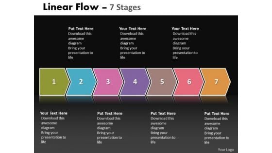 Business Diagram Linear Flow 7 Stages Sales Diagrams