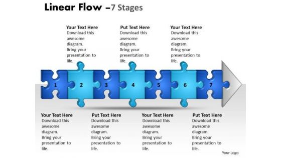 Business Diagram Linear Flow 7 Stages Style Sales Diagram