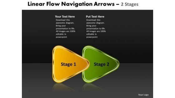 Business Diagram Linear Flow Navigation Arrow 2 Stages