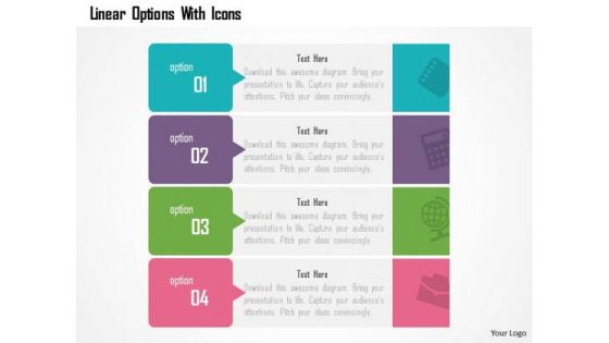 Business Diagram Linear Options With Icons Presentation Template