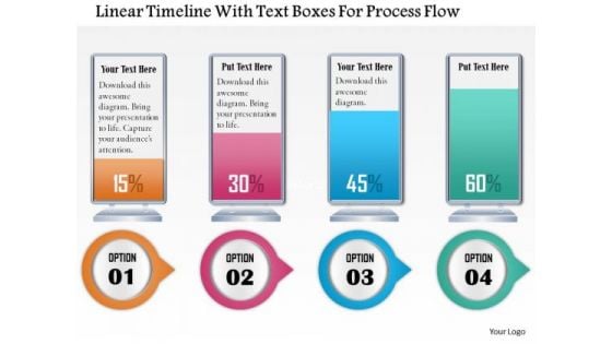 Business Diagram Linear Timeline With Text Boxes For Process Flow Presentation Template