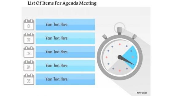 Business Diagram List Of Items For Agenda Meeting Presentation Template
