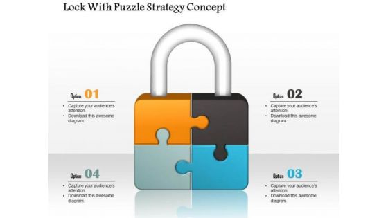 Business Diagram Lock With Puzzle Strategy Concept Presentation Template