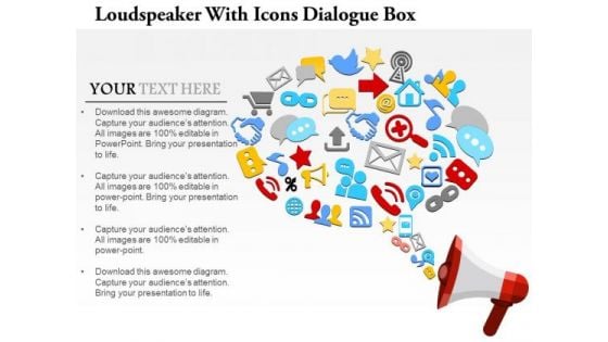 Business Diagram Loudspeaker With Icons Dialogue Box Presentation Template