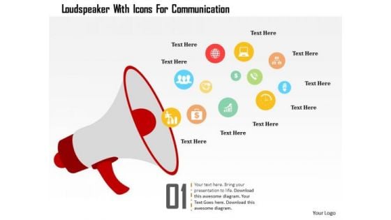 Business Diagram Loudspeaker With Icons For Communication Presentation Template