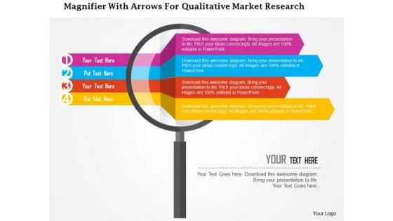 Business Diagram Magnifier With Arrows For Qualitative Market Research Presentation Template Business Diagram Magnifier With Arrows For Qualitative Market Research Presentation Template