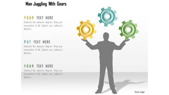 Business Diagram Man Juggling With Gears Presentation Template