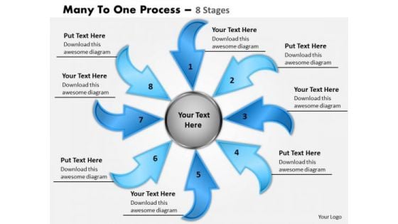 Business Diagram Many To One 8 Steps Strategy Diagram