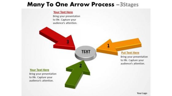 Business Diagram Many To One Arrow Process 3 Stages Consulting Diagram