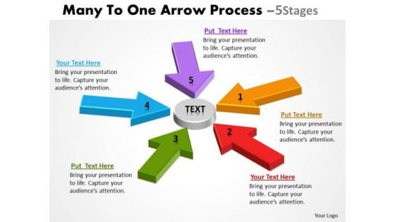 Business Diagram Many To One Arrow Process 5 Stages Strategy Diagram