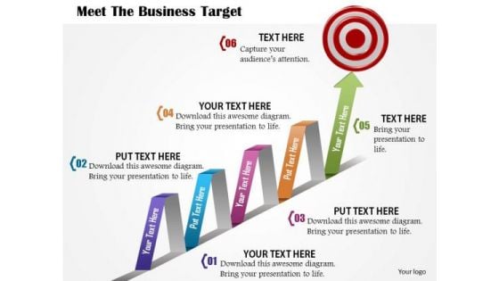 Business Diagram Meet The Business Target With Growth Arrow And Dart Presentation Template