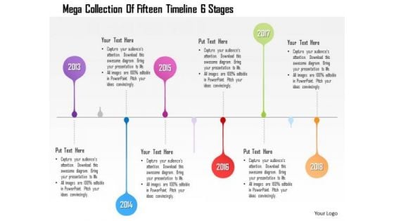 Business Diagram Mega Collection Of Fifteen Timeline 6 Stages Presentation Template