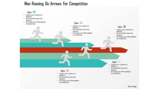 Business Diagram Men Running On Arrows For Competition Presentation Template