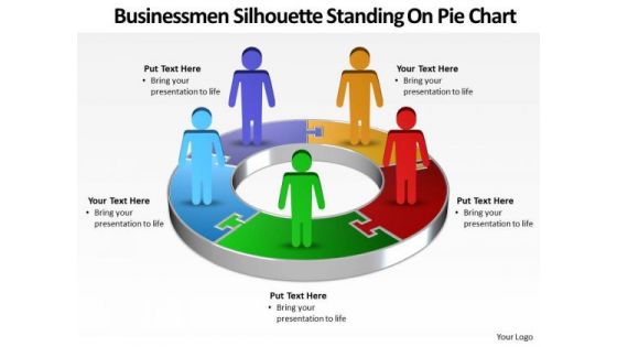 Business Diagram Men Silhouettes Standing On Pie Chart Business Cycle Diagram