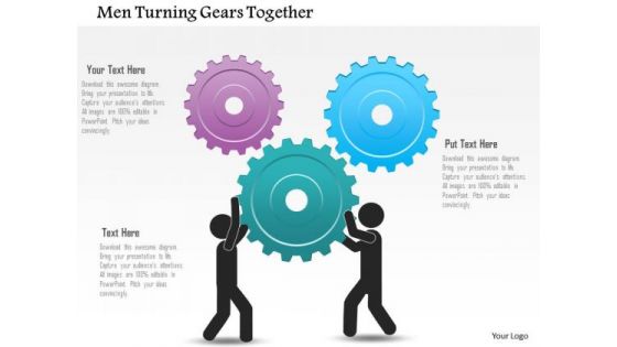 Business Diagram Men Turning Gears Together Presentation Template