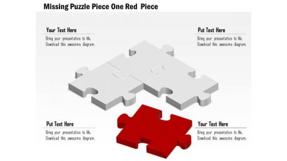 Business Diagram Missing Puzzle Piece One Red Piece Presentation Template