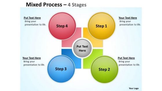 Business Diagram Mixed Process 4 Step For Sales Strategic Management