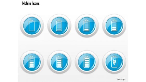 Business Diagram Mobile Icons Showing Battery Status Charging Ppt Slide