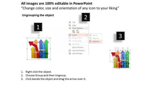 Business Diagram Multicolored Arrows For Growth And Magnifier For Search Presentation Template