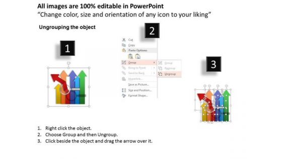 Business Diagram Multicolored Arrows For Growth And Magnifier For Search Presentation Template