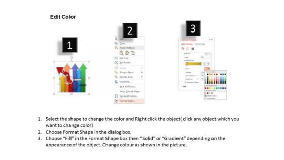 Business Diagram Multicolored Arrows For Growth And Magnifier For Search Presentation Template