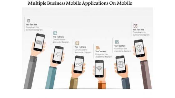 Business Diagram Multiple Business Mobile Applications On Mobile Presentation Template