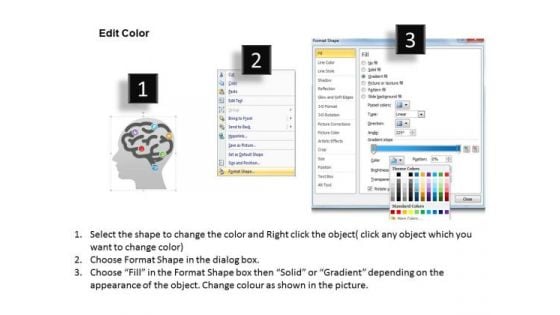 Business Diagram Multiple Icons In Human Brain For Business Presentation Template