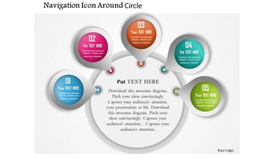 Business Diagram Navigation Icon Around Circle Presentation Template