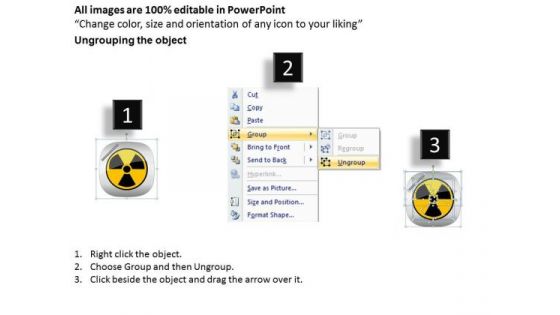 Business Diagram Nuclear Fan For Power With Warning Sign Presentation Template