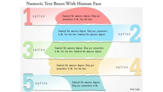 Business Diagram Numeric Text Boxes With Human Face Presentation Template