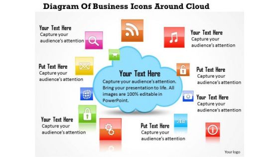 Business Diagram Of Business Icons Around Cloud Presentation Template