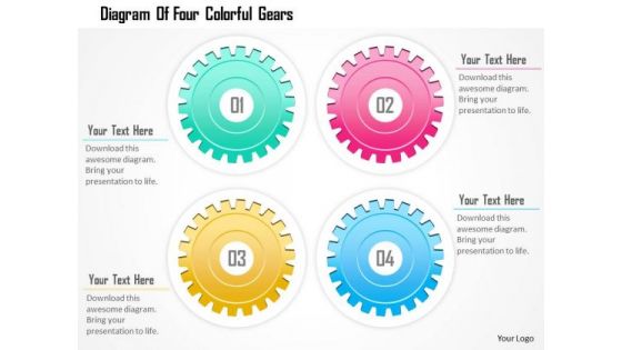 Business Diagram Of Four Colorful Gears Presentation Template