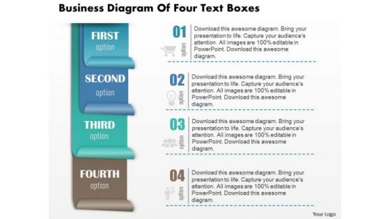 Business Diagram Of Four Text Boxes Presentation Slide Template