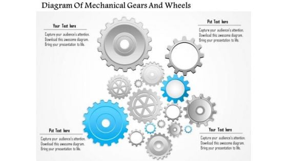 Business Diagram Of Mechanical Gears And Wheels Presentation Template