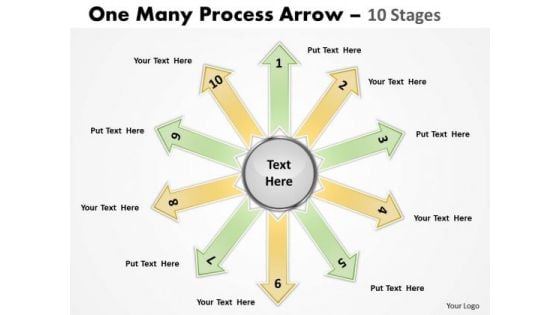 Business Diagram One Many Process Arrow 10 Stages Consulting Diagram