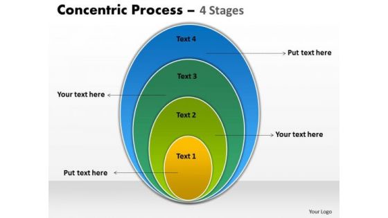 Business Diagram Oval Shapes Concentric Process 4 Stages Strategic Management