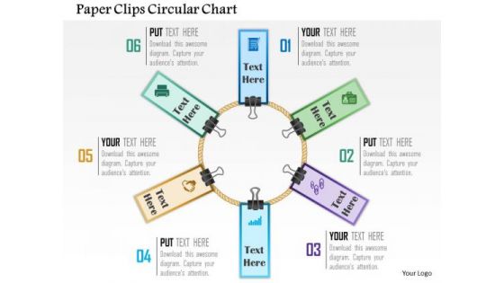 Business Diagram Paper Clips Circular Chart Presentation Template