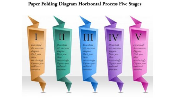 Business Diagram Paper Folding Diagram Horizontal Process Five Stages Presentation Template