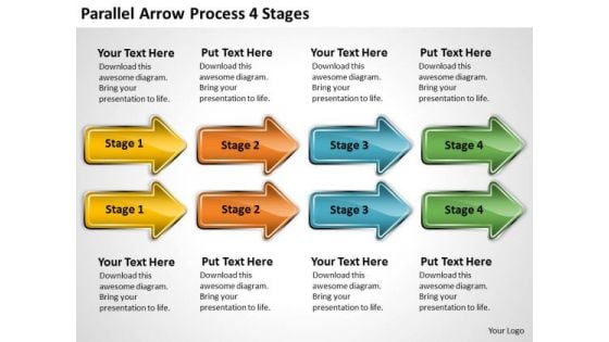 Business Diagram Parallel Arrow Process 4 Stages Business Framework Model