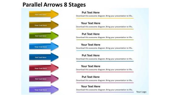 Business Diagram Parallel Arrows 8 Stages Mba Models And Frameworks