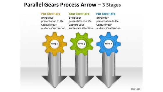 Business Diagram Parallel Gears Process Arrow 3 Stages Consulting Diagram